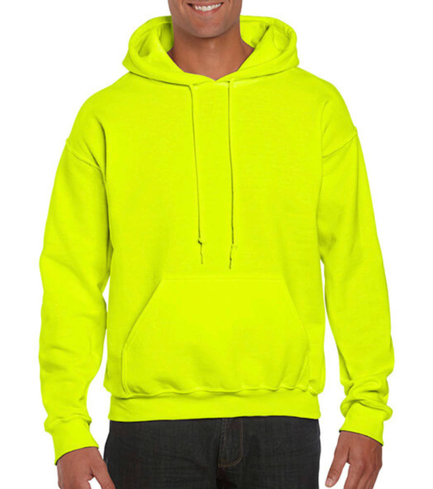 Uniszex Pulóver Kapucnis Hosszú ujjú Gildan DryBlend Adult Hooded Sweat - M, Safety zöld