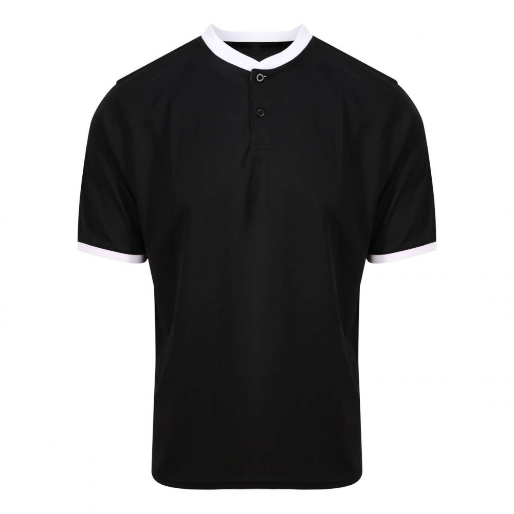 Férfi Just Cool JC044 Cool Stand Collar Sports polo -S, Jet Black/Arctic White